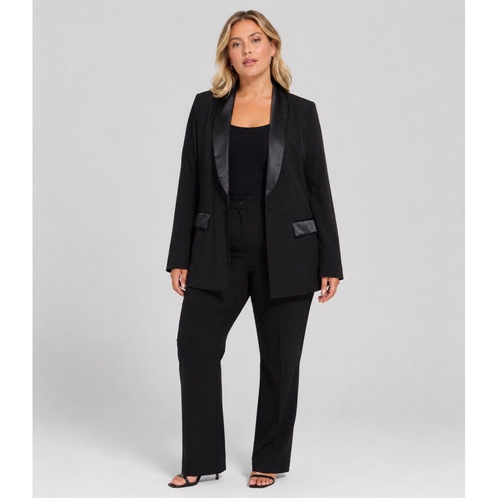 Torrid NWT Satin Lapel Studio Refined Black Tuxedo Jacket Soho Blazer 3X 22-24